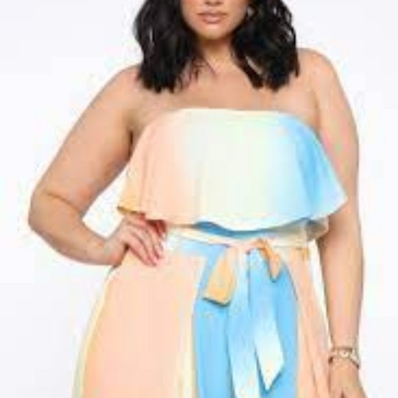 Fashion Nova Jumpsuit, Color: Orange, Blue, Yellow, Size 2X - Picture 9 of 11